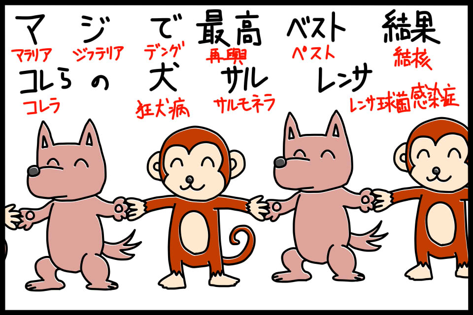 再興感染症を暗記するためのゴロイラスト